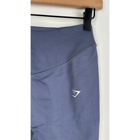 GymShark High Rise Sweat Seamless Leggings Evening Blue Womens Medium New B6A4T - Picture 2 of 7